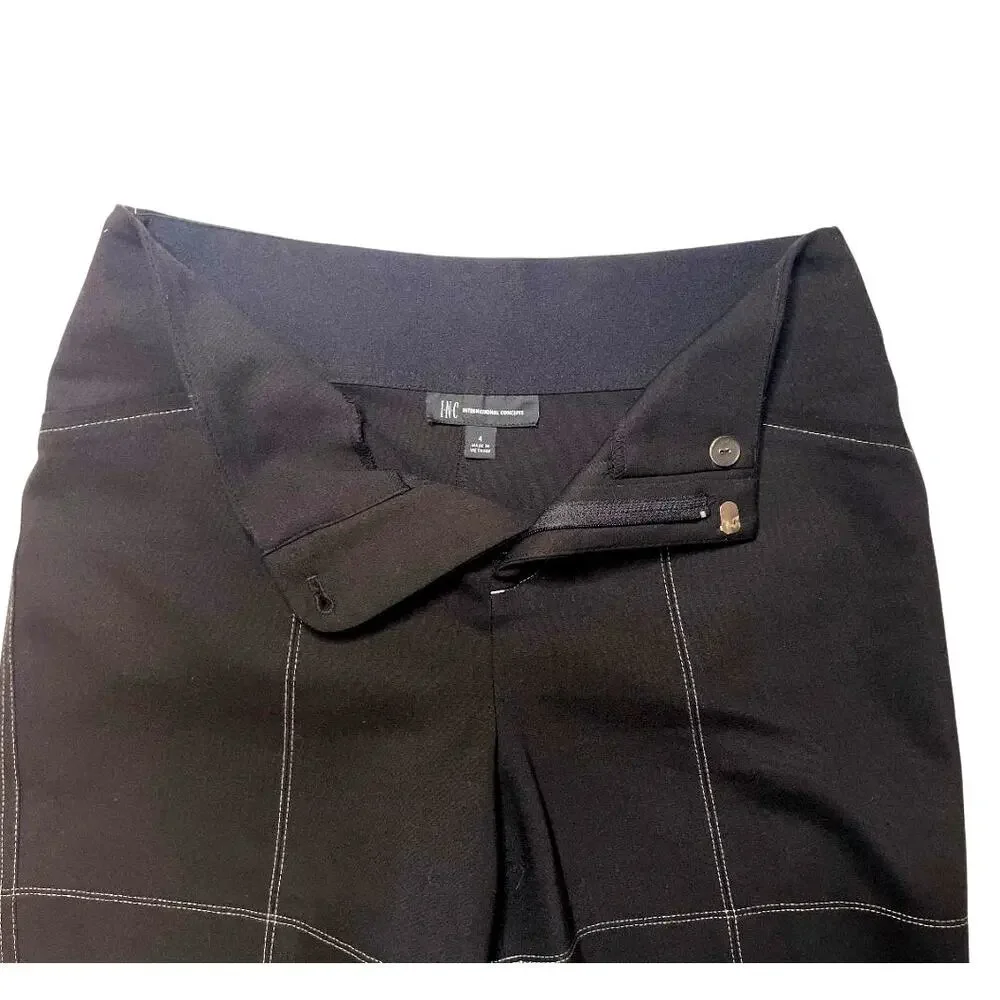 INC International Concepts Black Stitch Detail‎ High Waist Shorts Women Size 4